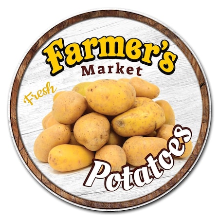 Farmers Market Potatoes Circle Vinyl Laminated Decal